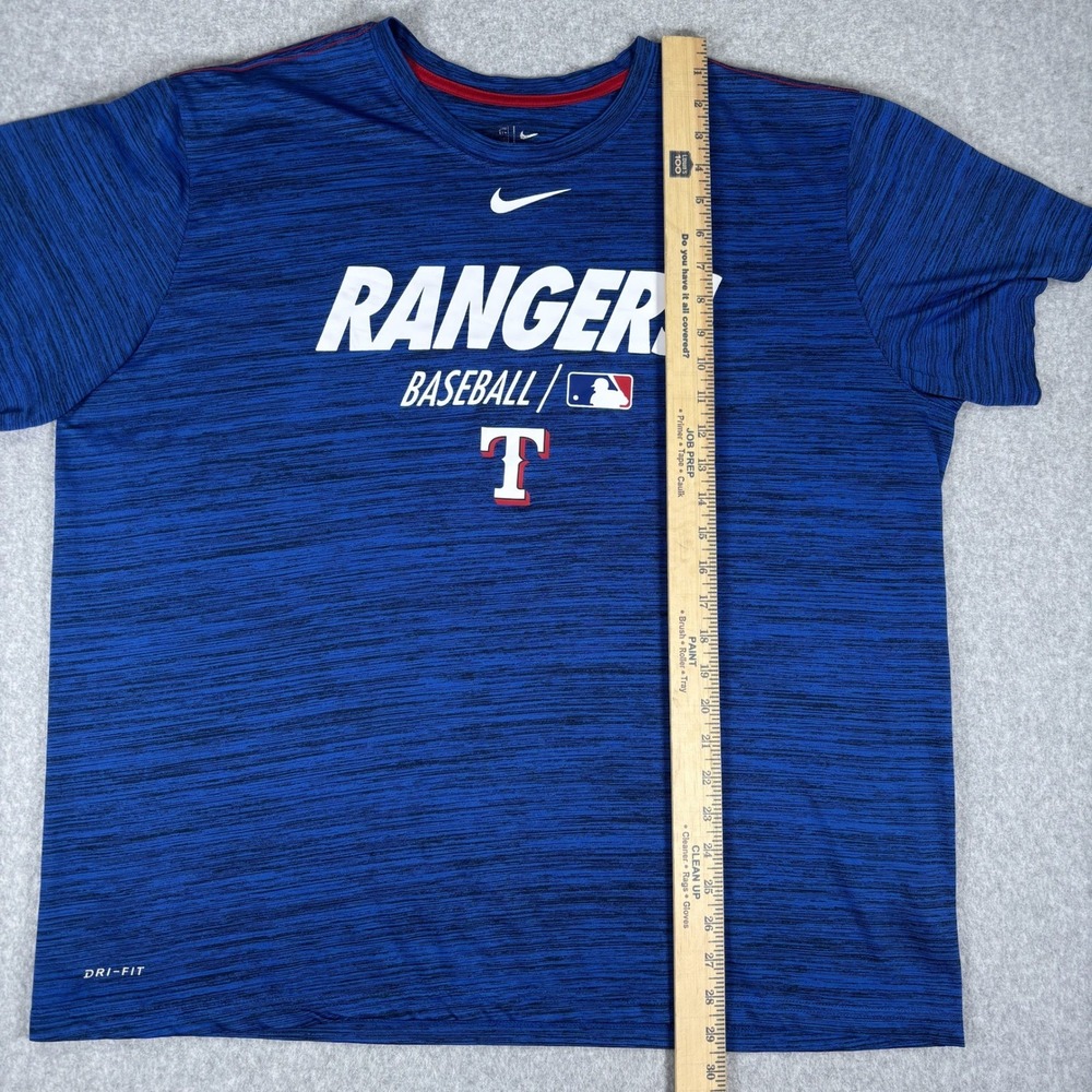 Nike Texas Rangers T-Shirt Mens XL Blue Dri-FIT Space Dye MLB Baseball Tee - Picture 6 of 13